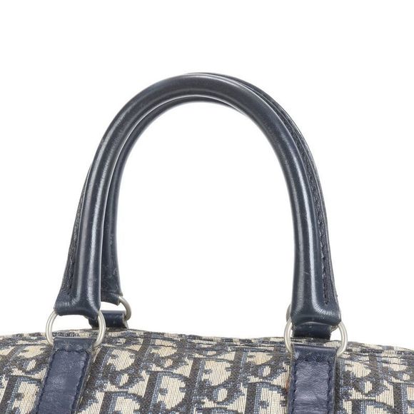 Vintage Christian Dior Trotter Mini Boston Leather Handbag Tote Navy Women's - Picture 2 of 8